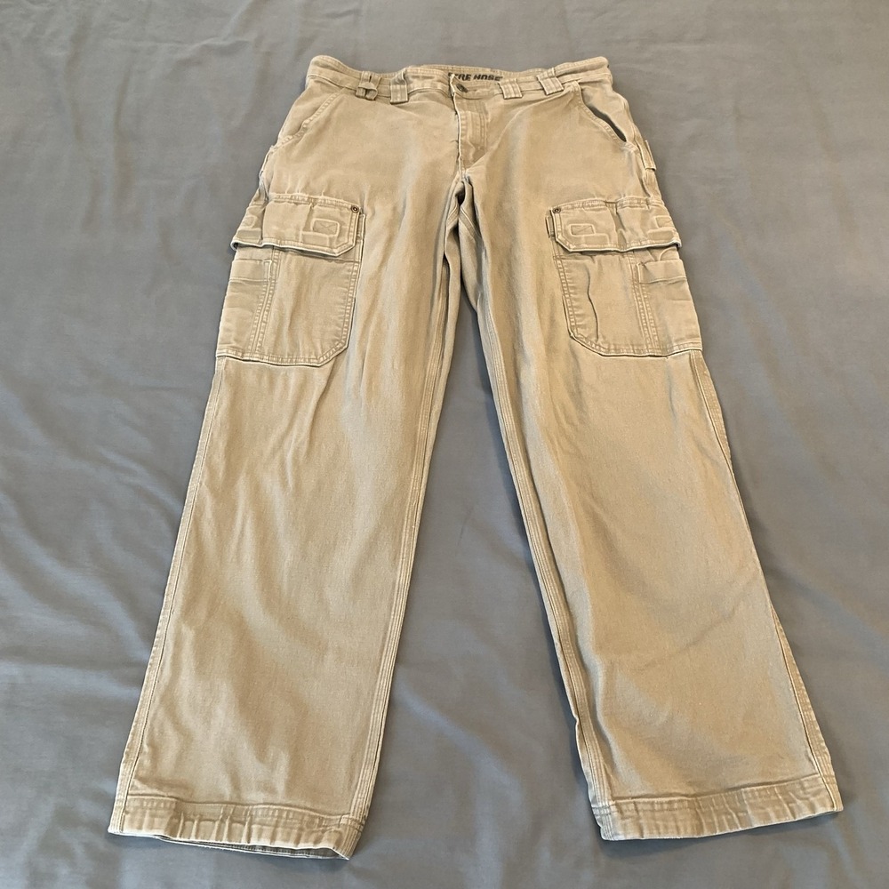 Duluth Trading Co Cargo Pants Mens 35x32 Beige Flex Fire Hose Relaxed Workwear